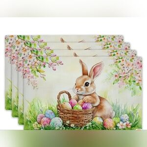 Set Of 4 Easter Place Canvas Mats